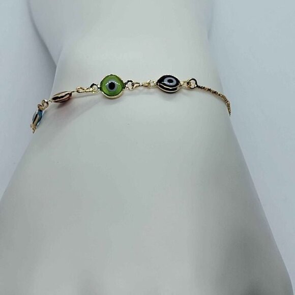 Brazilian 18k Gold filled Adjustable Evil Eye Bracelet - Picture 3 of 7